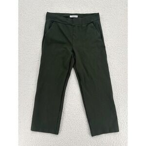 LOFT Women Size LP Dark Green Pull On Straight Ponte Pants Career Pockets